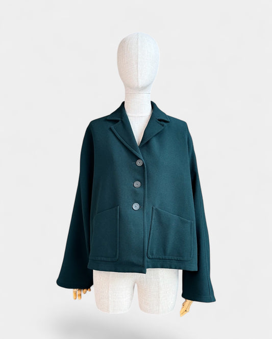 Veste en crêpe vert foncé , S Liviana Conti