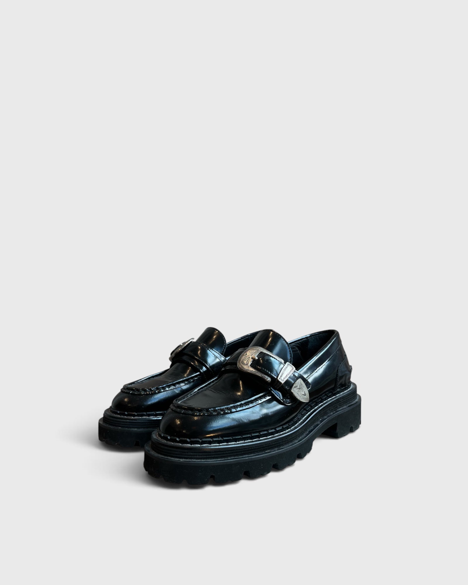 Sandro Black Buckle Loafers, size 38