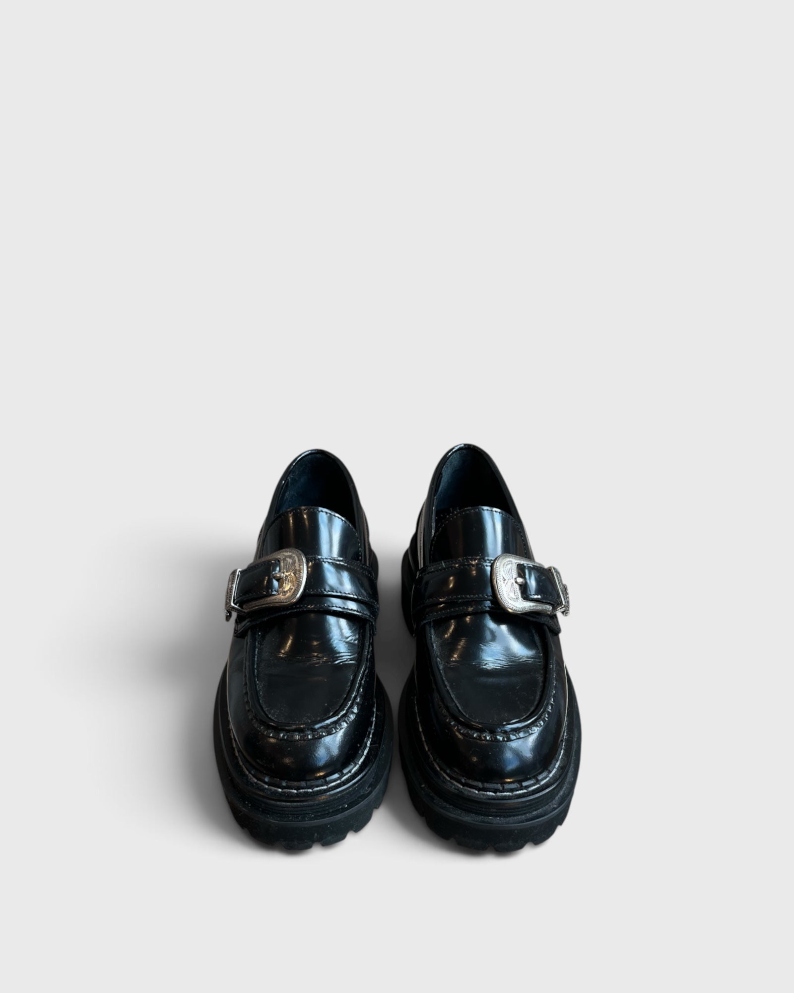 Sandro Black Buckle Loafers, size 38