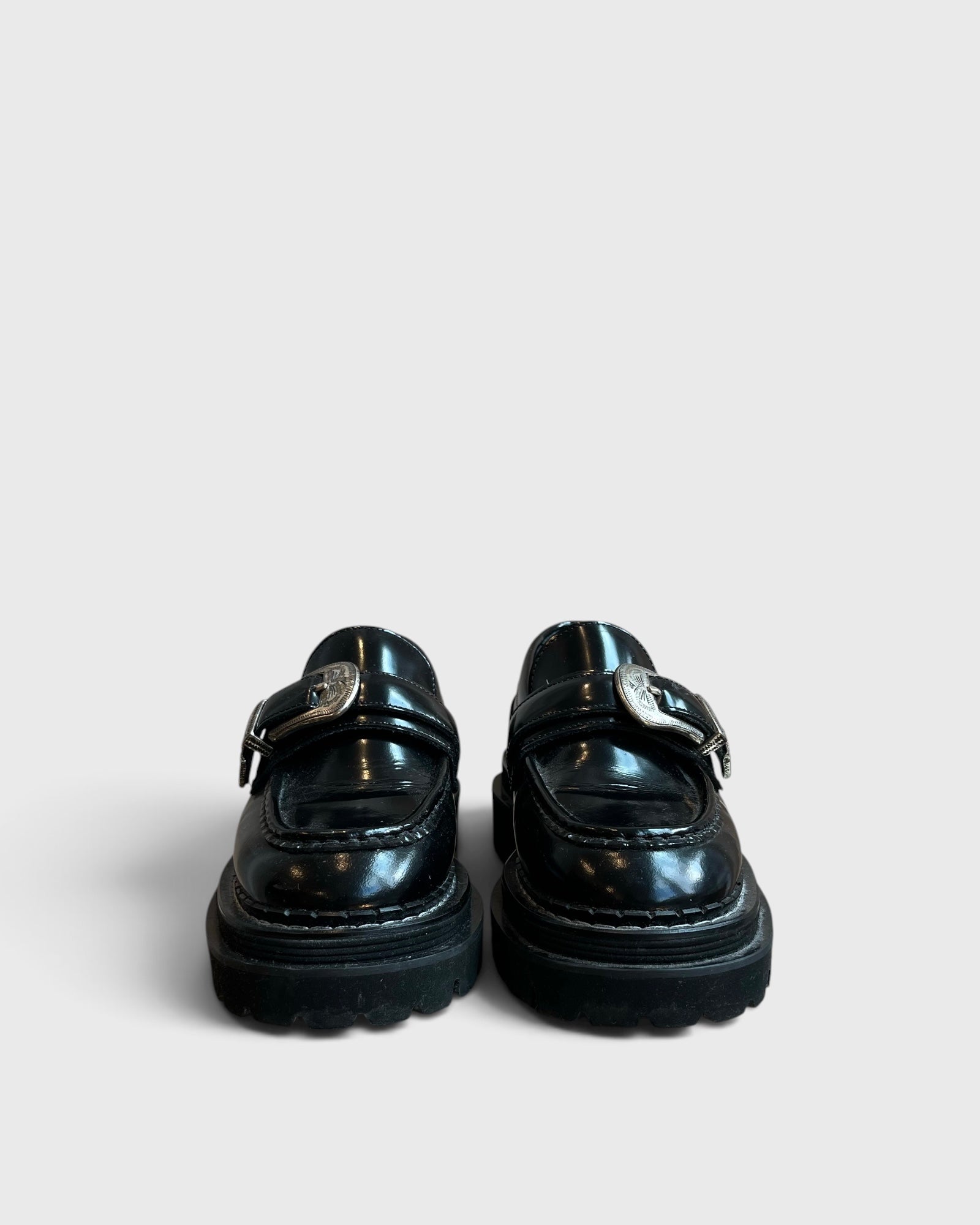 Sandro Black Buckle Loafers, size 38