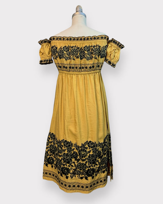 Robe fleurs brodées jaune et noire,  Spell & the gypsy , XXS