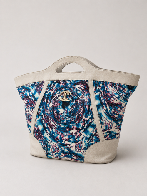 Just Cavalli white, blue, and pink patterned bag