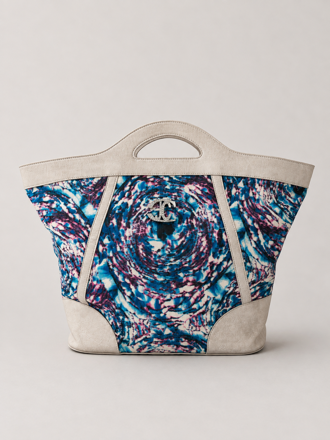 Just Cavalli white, blue, and pink patterned bag