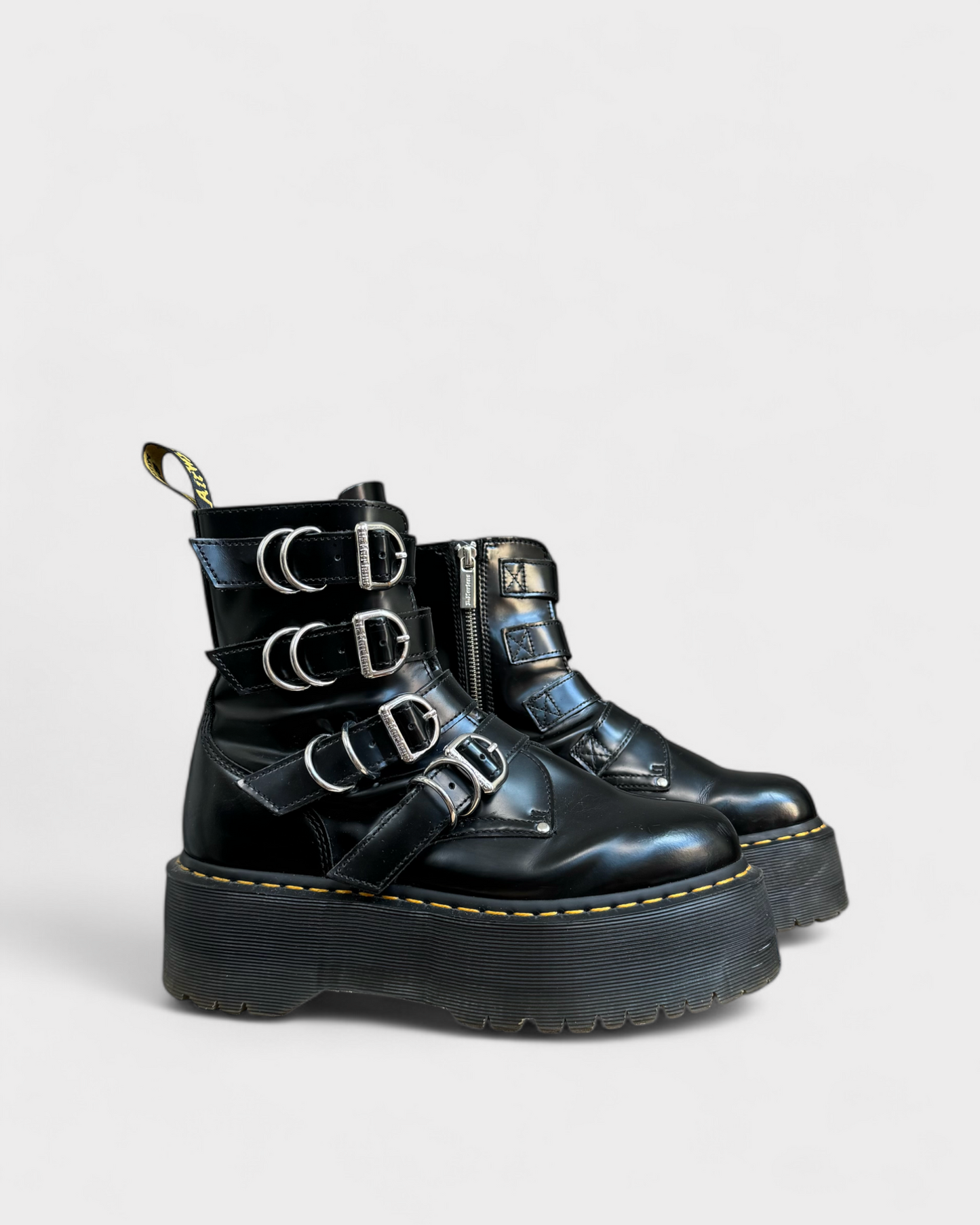 Bottes plateforme en cuir Noir Dr Martens , 9