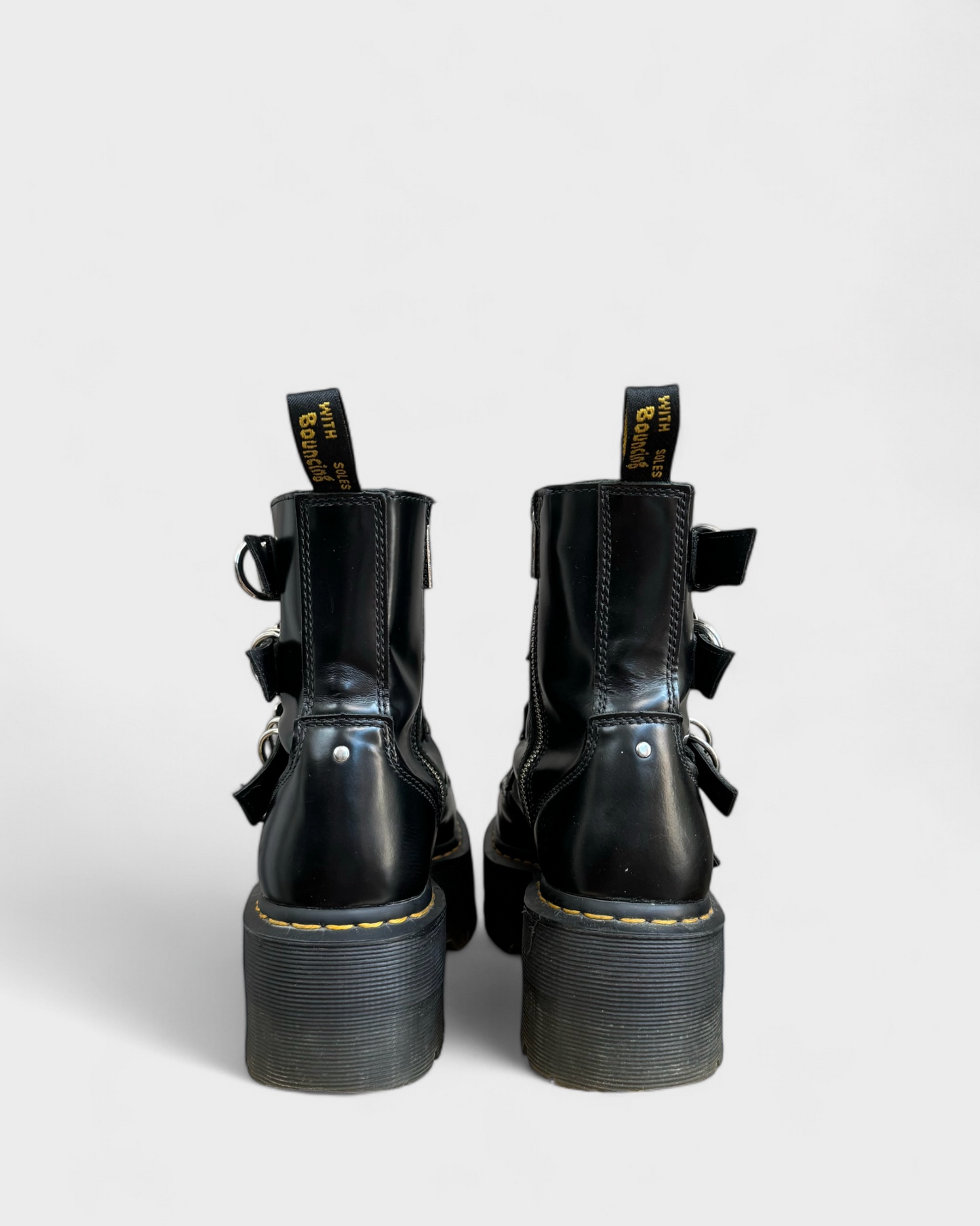 Bottes plateforme en cuir Noir Dr Martens , 9