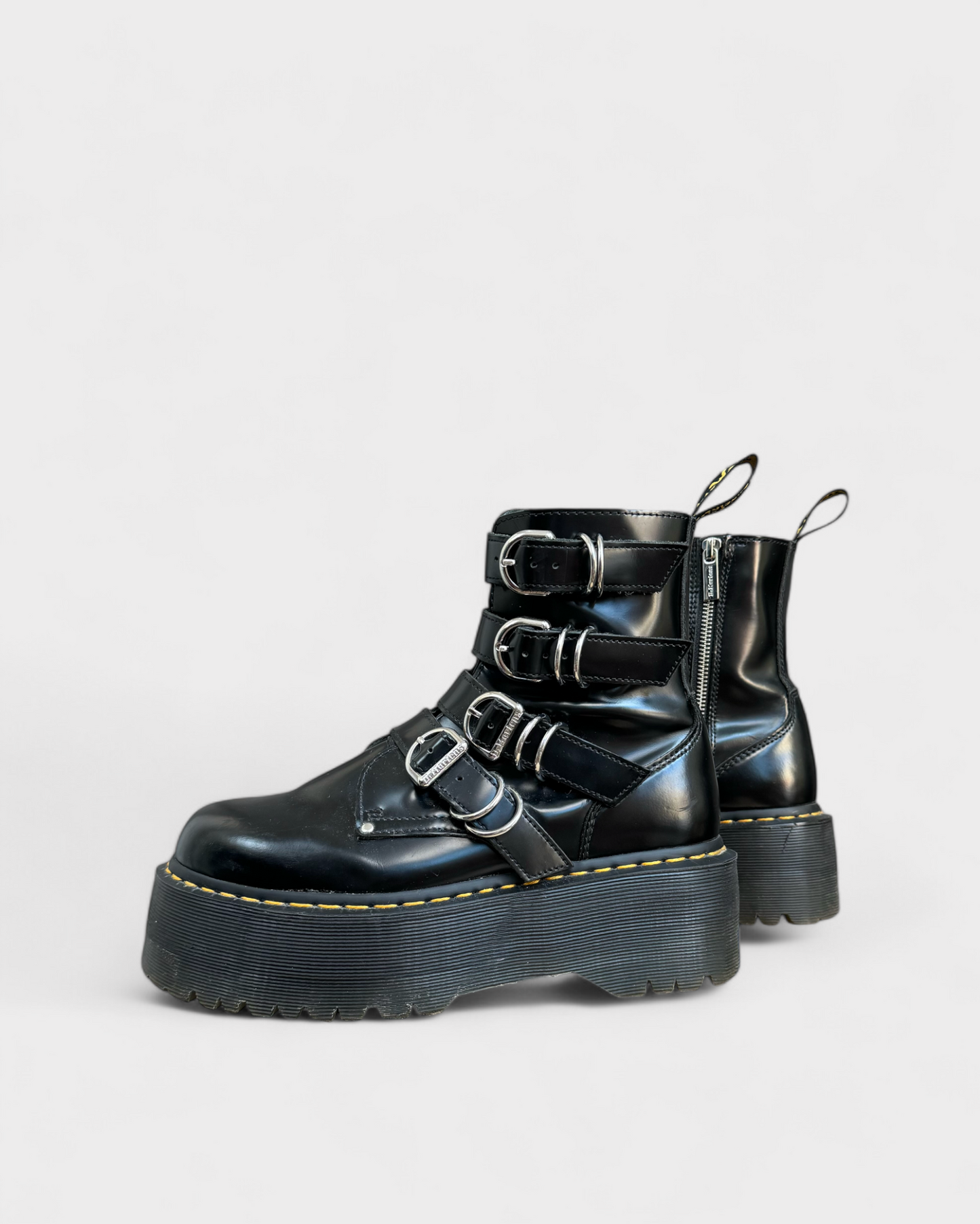 Bottes plateforme en cuir Noir Dr Martens , 9