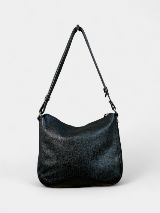 Sac bandoulière en cuir noir, Lamarthe