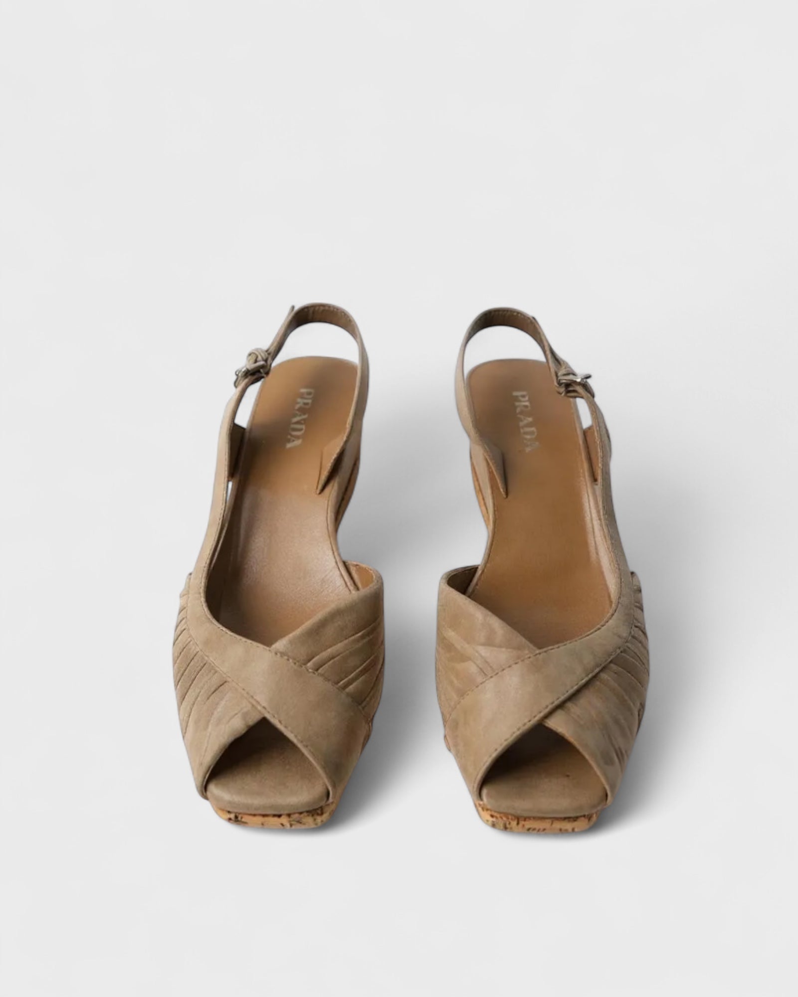 Sandales compensées en daim - Prada - 38
