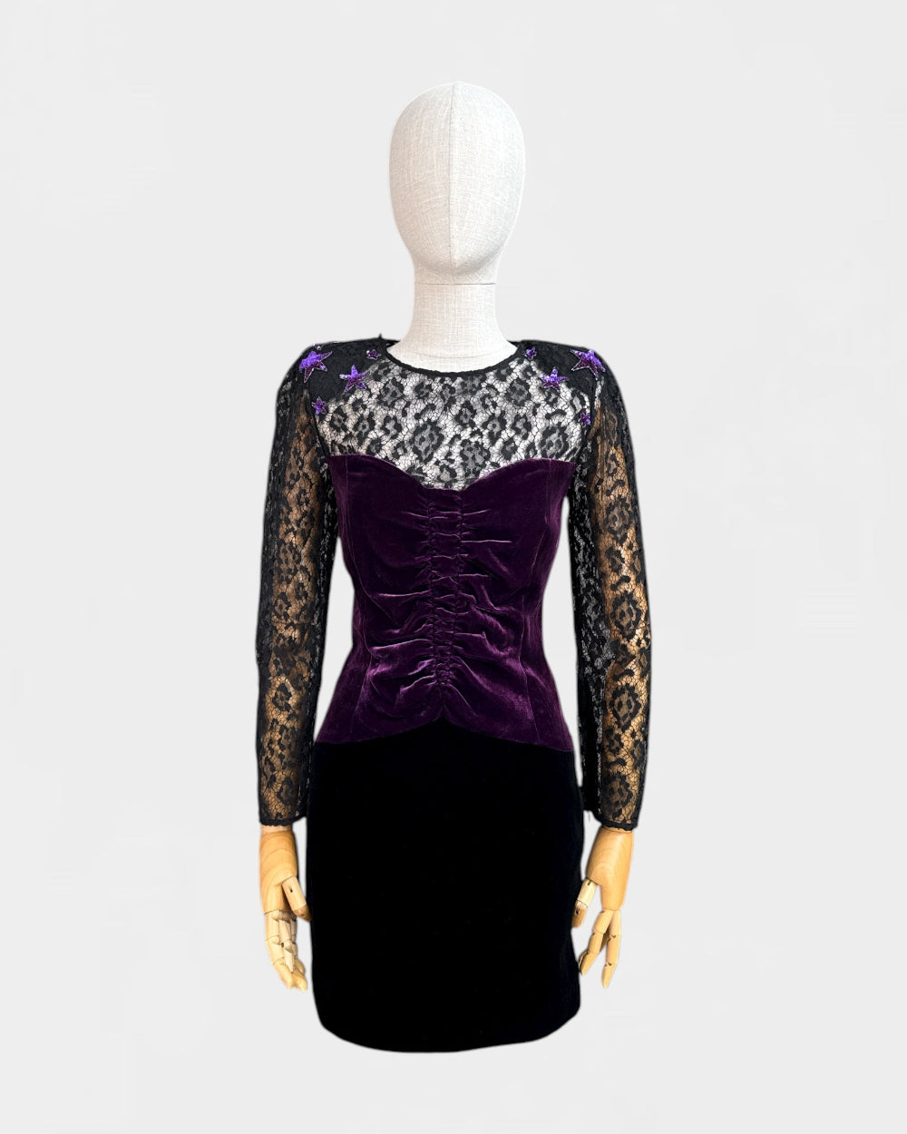 Robe dentelle et velours Dundas, taille 40.