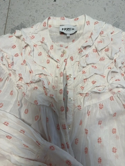 Blouse coton Blanc orange French , Xs